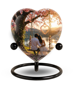 Loving Couple Heart Cremation Urn for Adults – Beautiful Adult Urn for Ashes, Romantic Memorial Urn for Husband & Wife