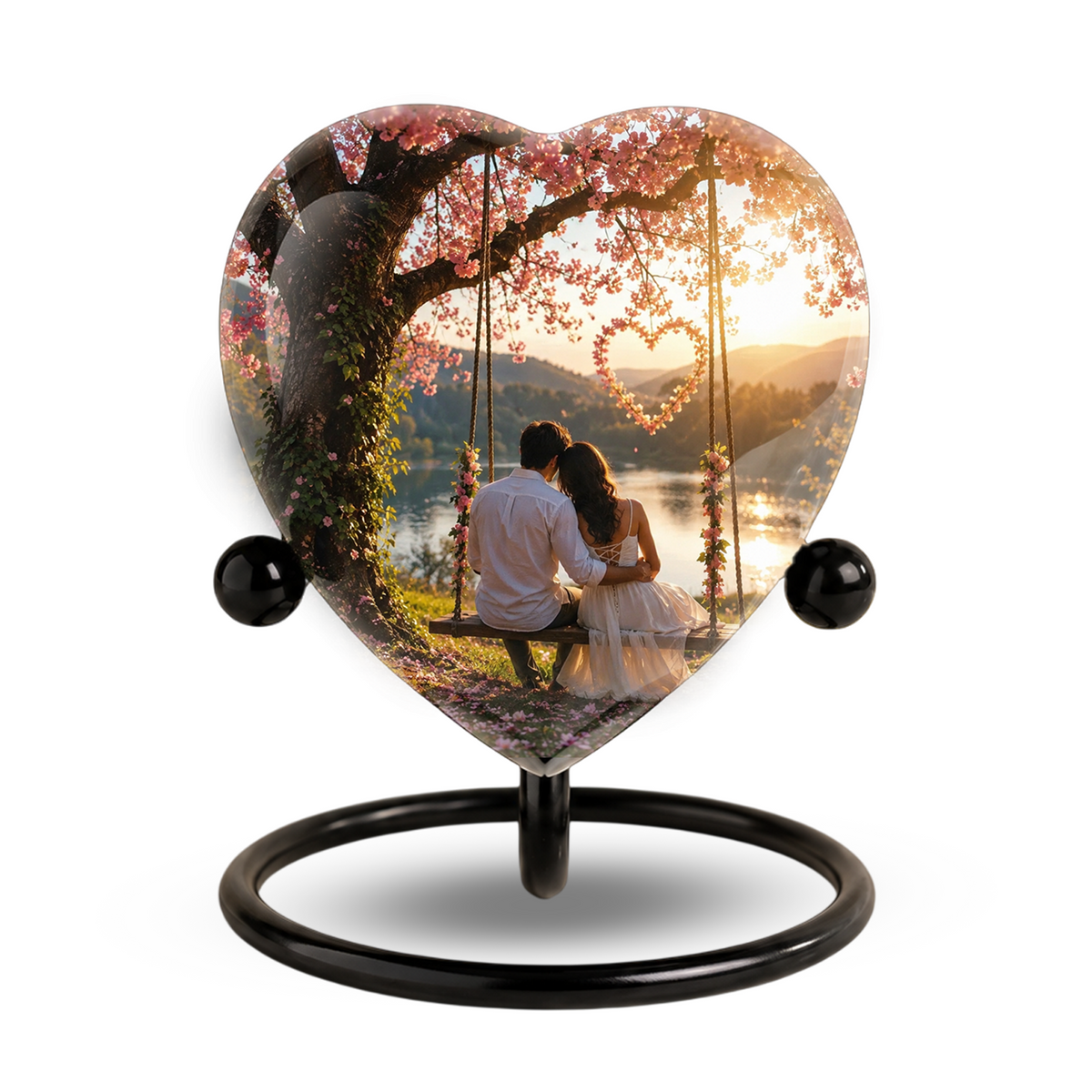 Loving Couple Heart Cremation Urn for Adults – Beautiful Adult Urn for Ashes, Romantic Memorial Urn for Husband & Wife