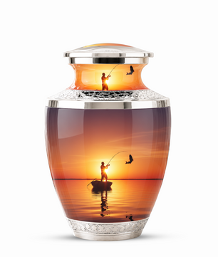 Gone Fishing Cremation Urn for Dad, Personalized Fishing Urn for Human Ashes