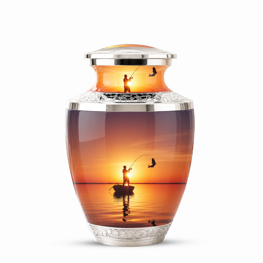 Gone Fishing Cremation Urn for Dad, Personalized Fishing Urn for Human Ashes
