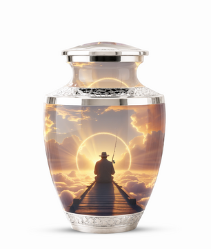 Fishing in Heaven Funeral Urn for Dad - Custom Keepsake Memorial Urns for Male Ashes