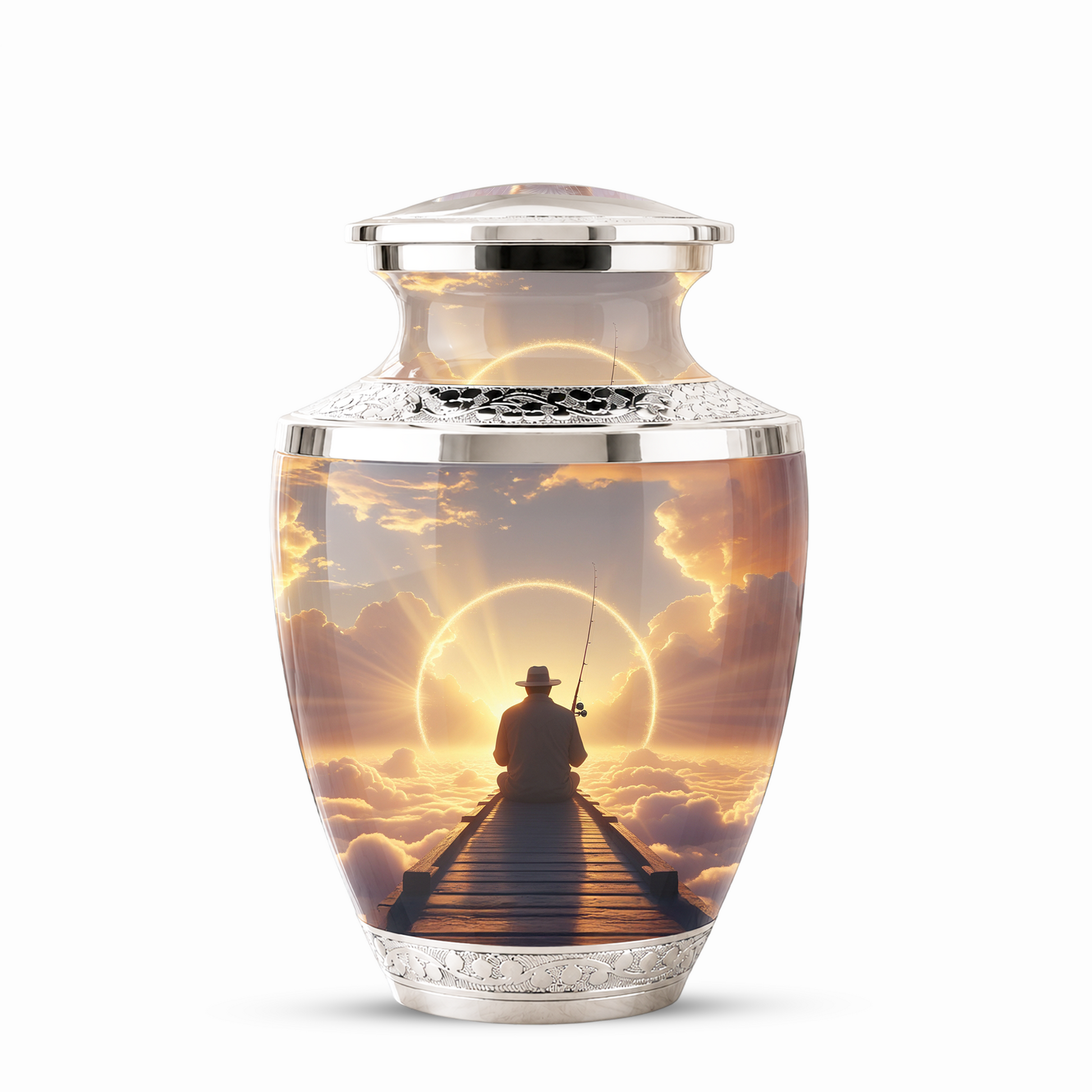 Fishing in Heaven Funeral Urn for Dad - Custom Keepsake Memorial Urns for Male Ashes