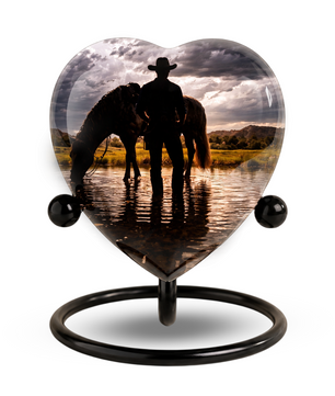Horse & Cowboy Dad Urn for Ashes | Personalized Urn for Dad, Father & Son