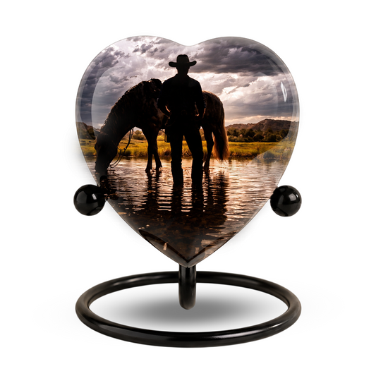 Horse & Cowboy Dad Urn for Ashes | Personalized Urn for Dad, Father & Son