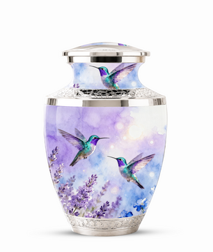 Purple Hummingbird Cremation Urn for Mom, Urn for Human Ashes, Custom Urn for Mother
