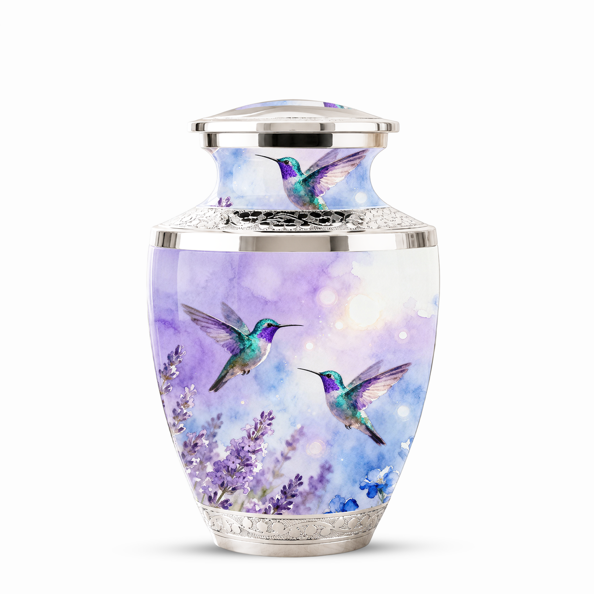 Purple Hummingbird Cremation Urn for Mom, Urn for Human Ashes, Custom Urn for Mother