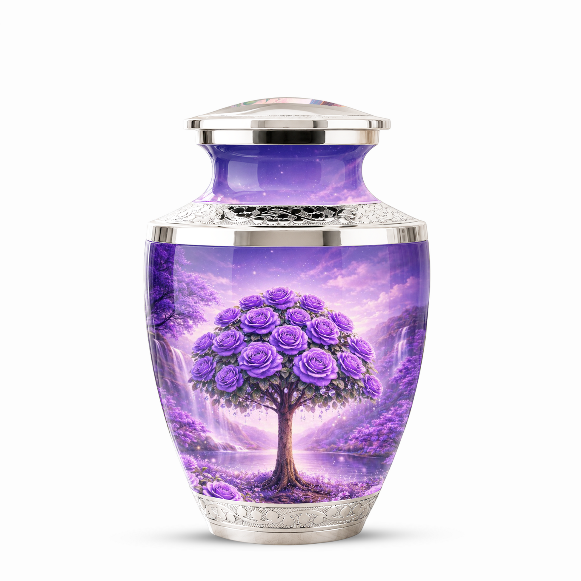 Purple Rose Cremation Urn for Mom, Lavender Rose Memorial Urn, Mother Keepsake for Ashes
