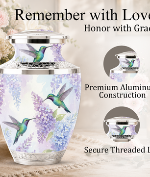 Green Hummingbird Cremation Urn - Couple Humming Bird Urn For Companion
