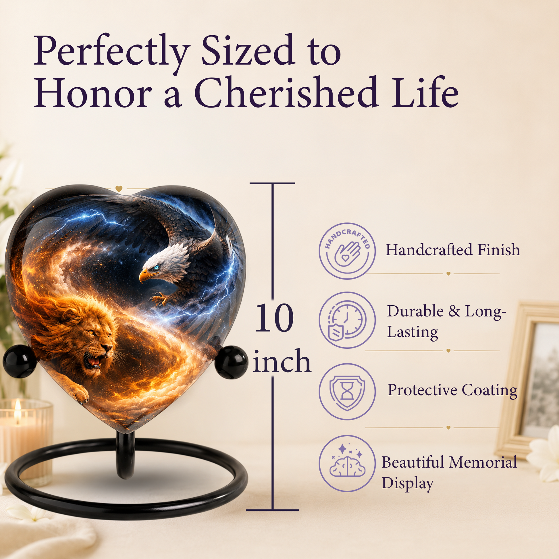 Lion and Eagle Urn, Adult Urn, Urns for Adult Ashes, Adult Urns for Ashes, Adult Cremation Urn