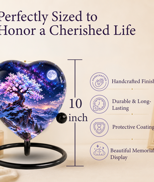 Cherry Blossom Adult Urn for Ashes, Tree of Life Memorial Urn, Pink Sakura Tree Cremation Urn