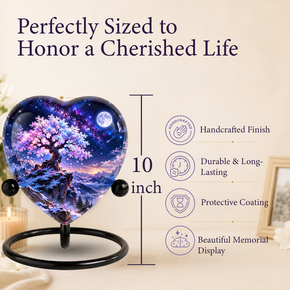 Cherry Blossom Adult Urn for Ashes, Tree of Life Memorial Urn, Pink Sakura Tree Cremation Urn