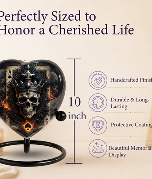 Skull King Heart Cremation Urn for Adults – Unique Adult Urn for Ashes
