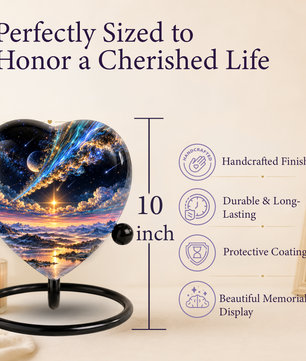 Optimized SEO Title Galaxy Mountain Heart Cremation Urn for Ashes, Personalized Adult Memorial Urn