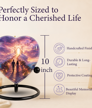 Heart Shaped Adult Cremation Urn for Ashes – Heavenly Couple Memorial Urn for Loved Ones