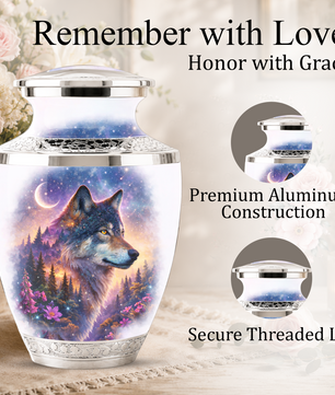 Wolf Cremation Urn for Dad, Wolf Memorial Urn for Men, Personalized Keepsake Ashes Urn