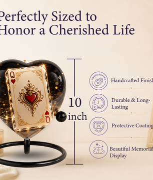 Queen of Hearts Adult Urn – Elegant Adult Cremation Urn for Ashes, Heart Memorial Urn