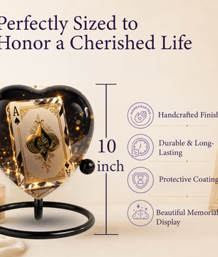 Ace of Spades Adult Urn – Luxury Playing Card Heart Design Adult Cremation Urn for Ashes
