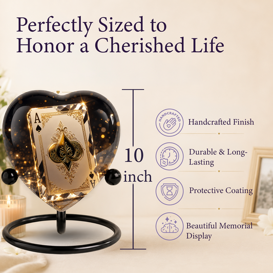 Ace of Spades Adult Urn – Luxury Playing Card Heart Design Adult Cremation Urn for Ashes
