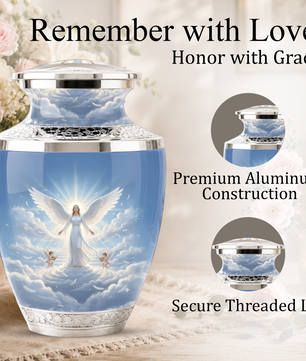 Guardian Angel Cremation Urn for Mom, Personalized Angel Memorial Urn for Human Ashes