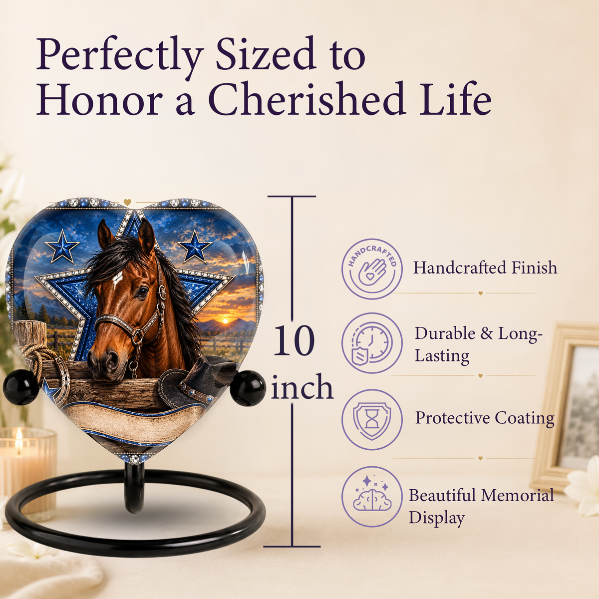 Horse Memorial Wind Chime – Heart-Shaped Western Horse Remembrance Garden Decoration