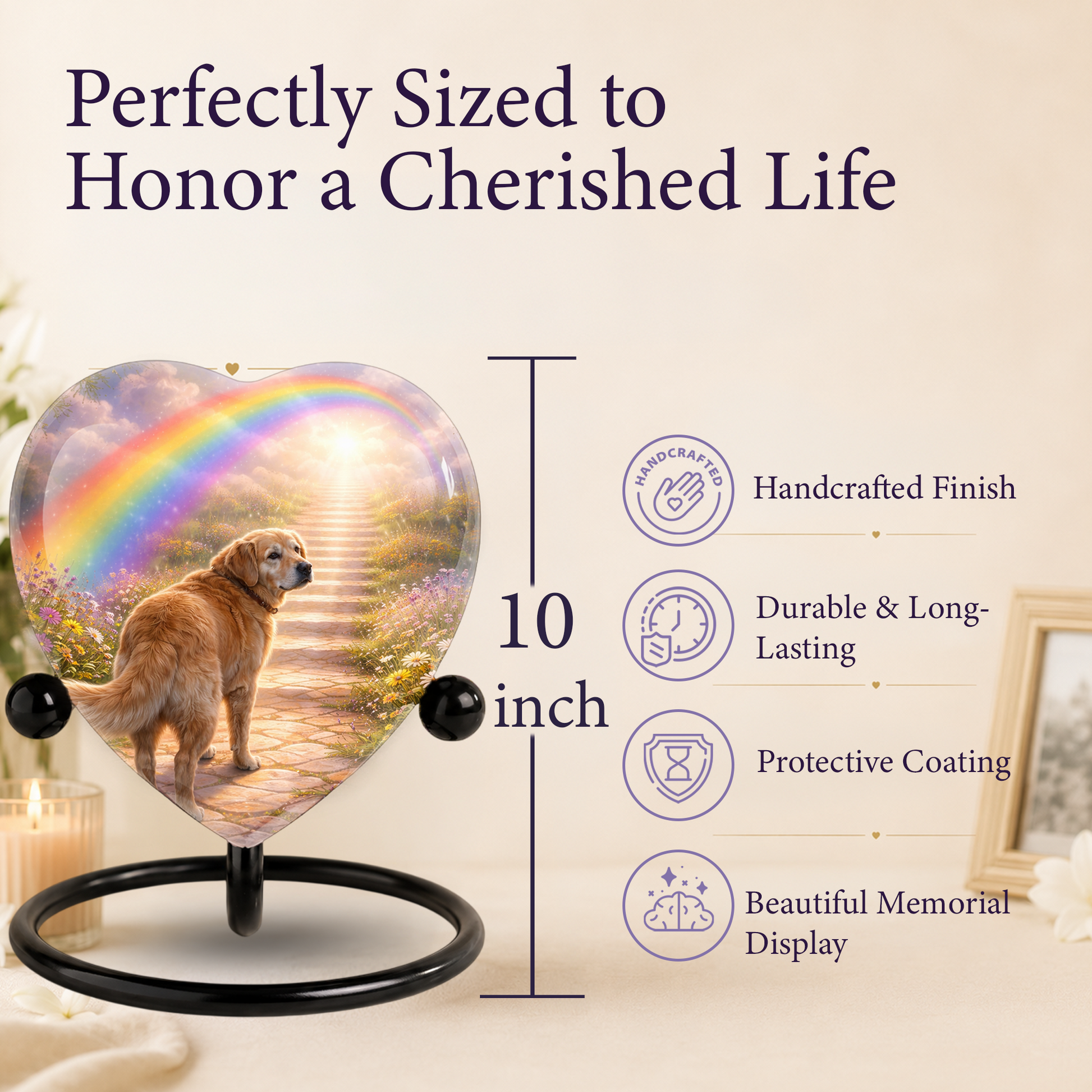 Dog Urn – Personalized Dog Urn Memorial Heart Keepsake, Dog Urns for Ashes & Pet Memorial