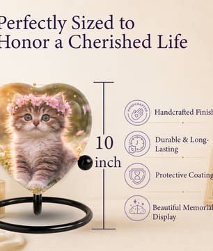Cat Urn Heart-Shaped Memorial – Beautiful Adult Cremation Urn for Cat Ashes