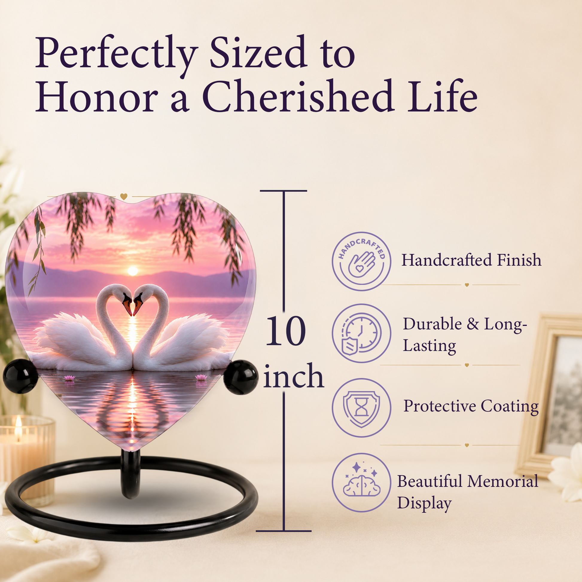 Adult Urn Heart-Shaped Memorial Keepsake – Unique Cremation Urn for Adult Ashes