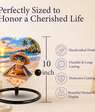 Turtle Beach Cremation Urn for Ashes, Sea Turtle Memorial Urn, Ocean Sunset Urn, Heart Shaped Cremation Urn,
