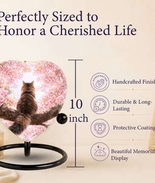 Heart Shaped Cat Urn for Ashes | Beautiful Personalized Cat Memorial Urn