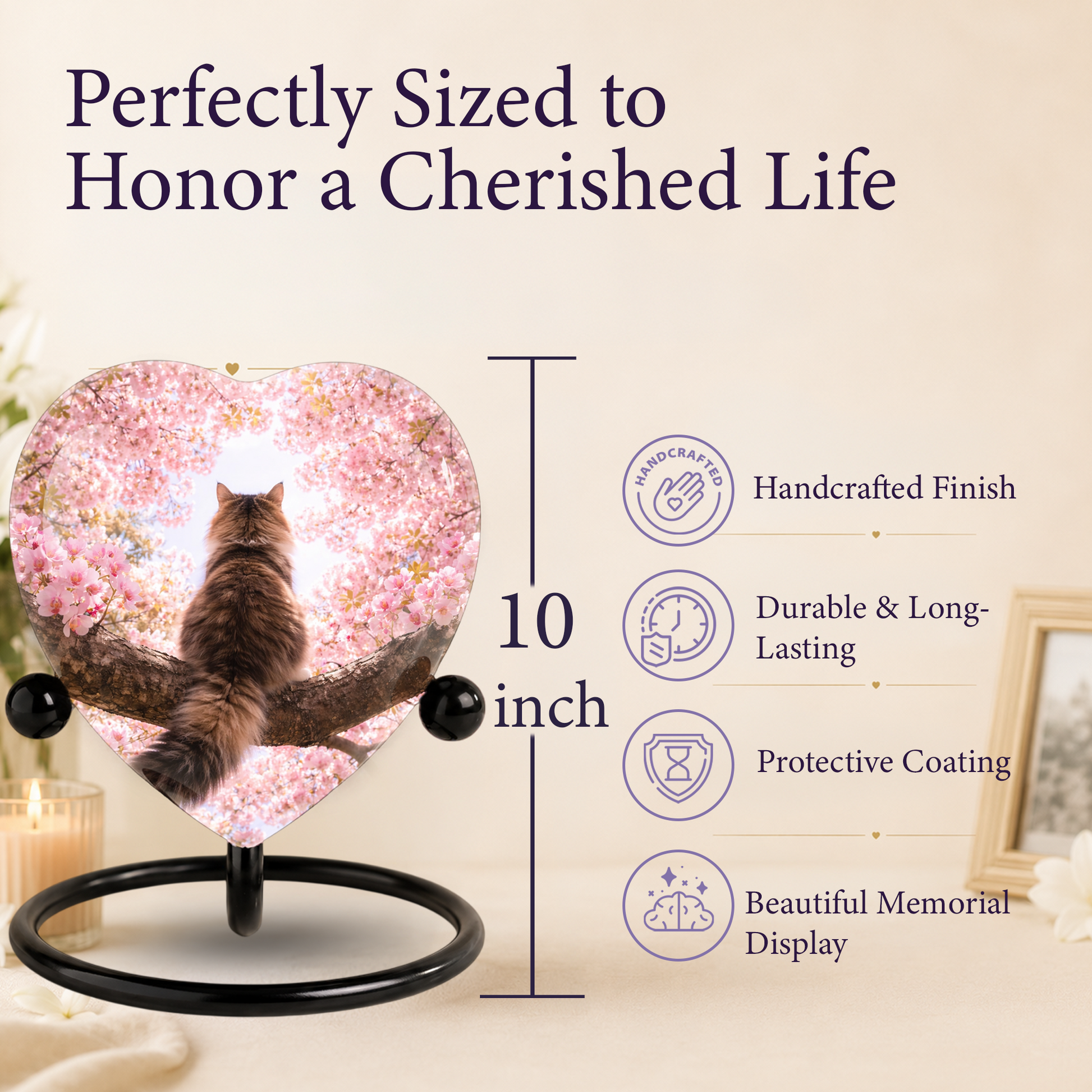 Heart Shaped Cat Urn for Ashes | Beautiful Personalized Cat Memorial Urn