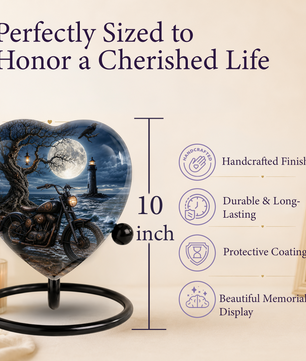 Bike and Lighthouse Cremation Urn for Dad – Personalized Adult Male Urn for Ashes