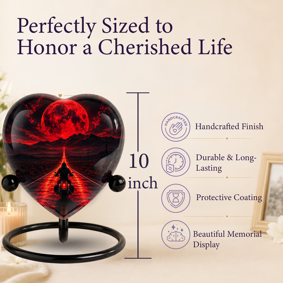 Personalized Motorcycle Urn for Dad, Adult Male Cremation Urn for Ashes, Memorial Urn for Father