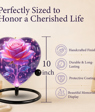 Rose Heart Urn for Mom – Personalized Keepsake Urn for Mom, Beautiful Cremation Urn for Female Ashes