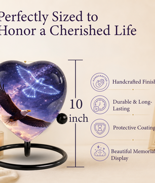 Eagle Heart Memorial Urn, Eagle Adult Urn, Eagle Urns for Adult Ashes, Eagle Adult Urns