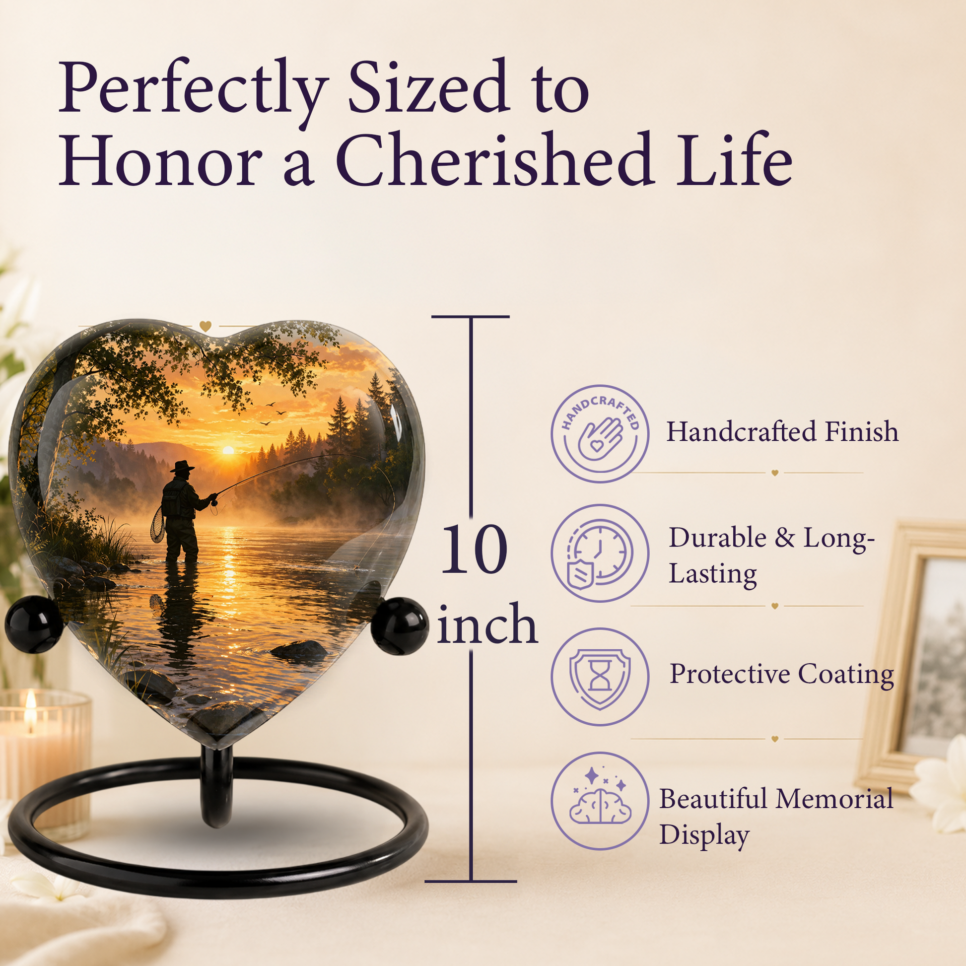 Fishing Urn for Dad – Gone Fishing Memorial Urn, Fishing Urns for Human Ashes, Keepsake Urn for Dad, Personalized Fishing Cremation Urn