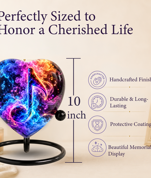 Heart Shaped Music Note Urn for Ashes, Colorful Musical Memorial Urn, Personalized Music Lover Cremation Urn