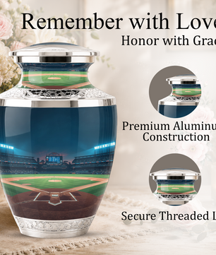 Baseball Cremation Urn for Dad, Personalized Baseball Urn for Human Ashes, Baseball Stadium