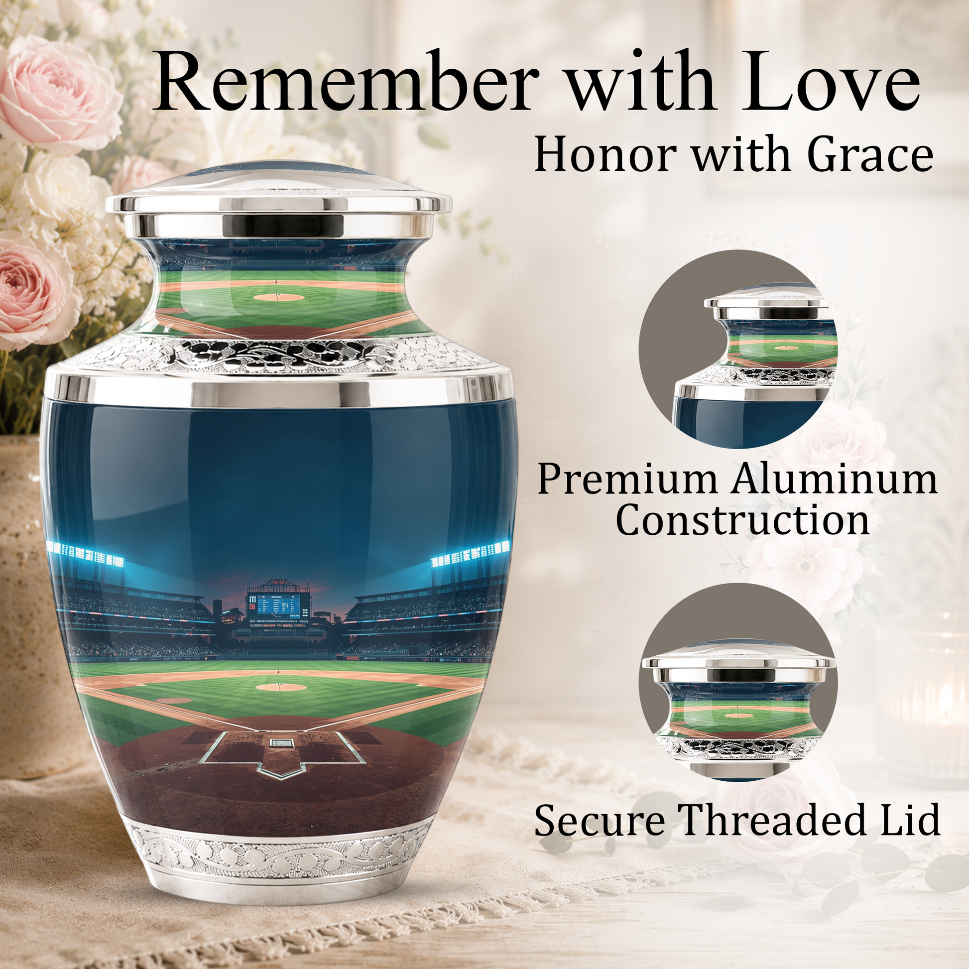 Baseball Cremation Urn for Dad, Personalized Baseball Urn for Human Ashes, Baseball Stadium