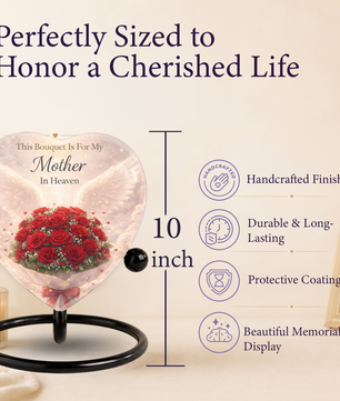 Rose Urn for Mom – Heart-Shaped Mother in Heaven Cremation Memorial Urn