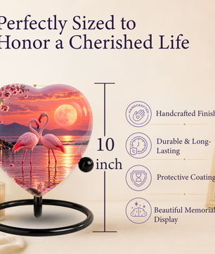 Flamingo Heart Adult Cremation Urn for Ashes, Personalized Memorial Urn for Adults,