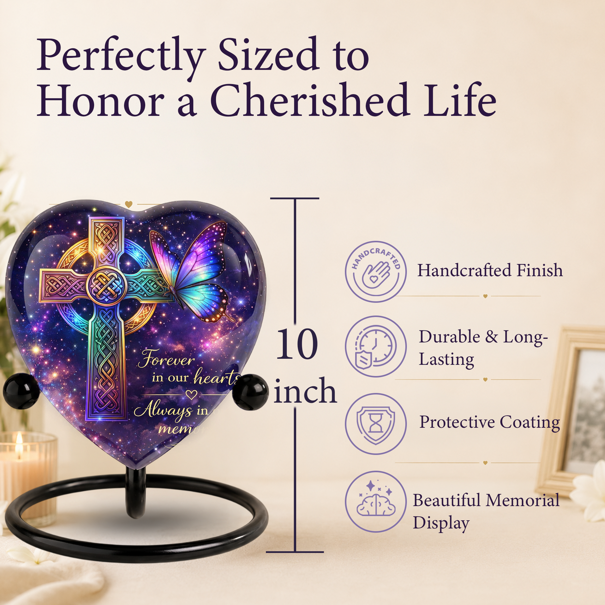 Celtic Cross Butterfly Memorial Urn, Adult Urn, Urns for Adult Ashes, Adult Urns, Adult Urns for Ashes