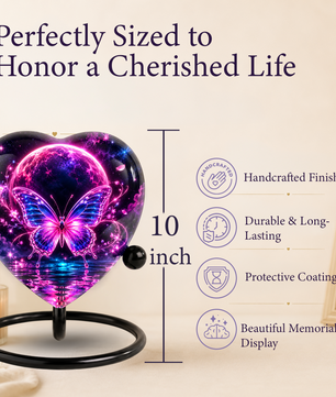 Pink Butterfly Adult Urn for Ashes, Purple and Blue Butterfly Memorial Urn, Celestial Moon Cremation Urn