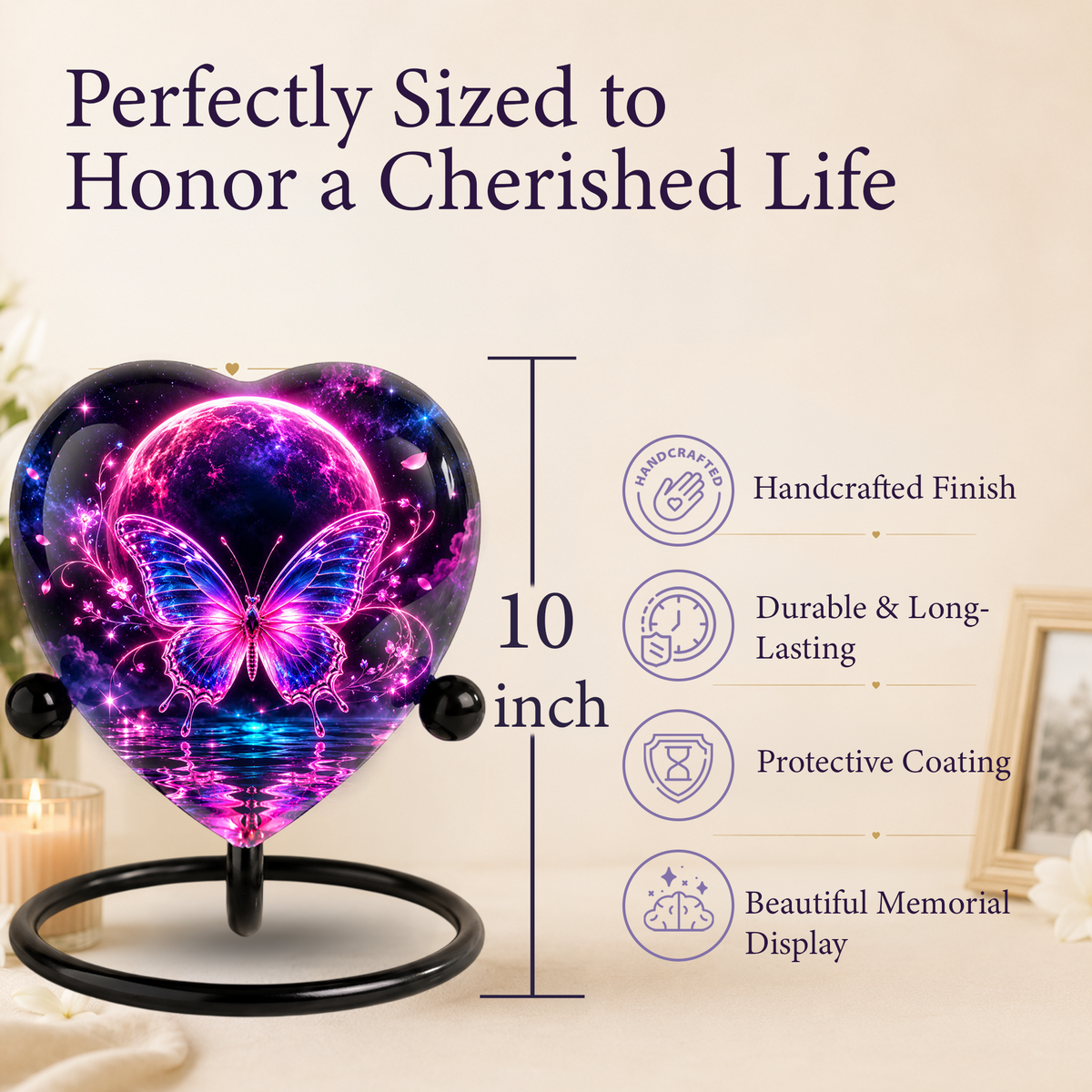 Pink Butterfly Adult Urn for Ashes, Purple and Blue Butterfly Memorial Urn, Celestial Moon Cremation Urn