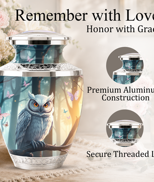 Owl Cremation Urn for Men & Women - Personalized Ashes Container for Adults