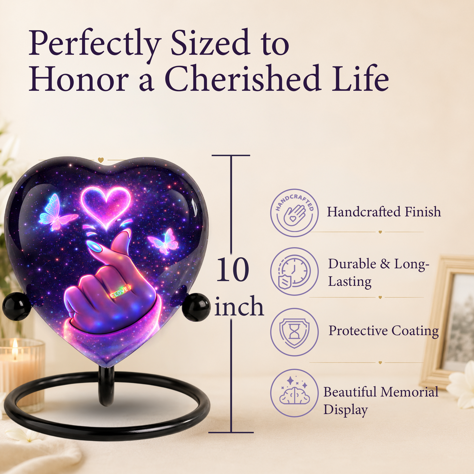 Galaxy Heart Adult Urn for Ashes, Unique Adult Cremation Urn with Love Heart