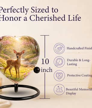 Deer Heart Shaped Urn for Adult Ashes | Adult Cremation Urn & Memorial Urn