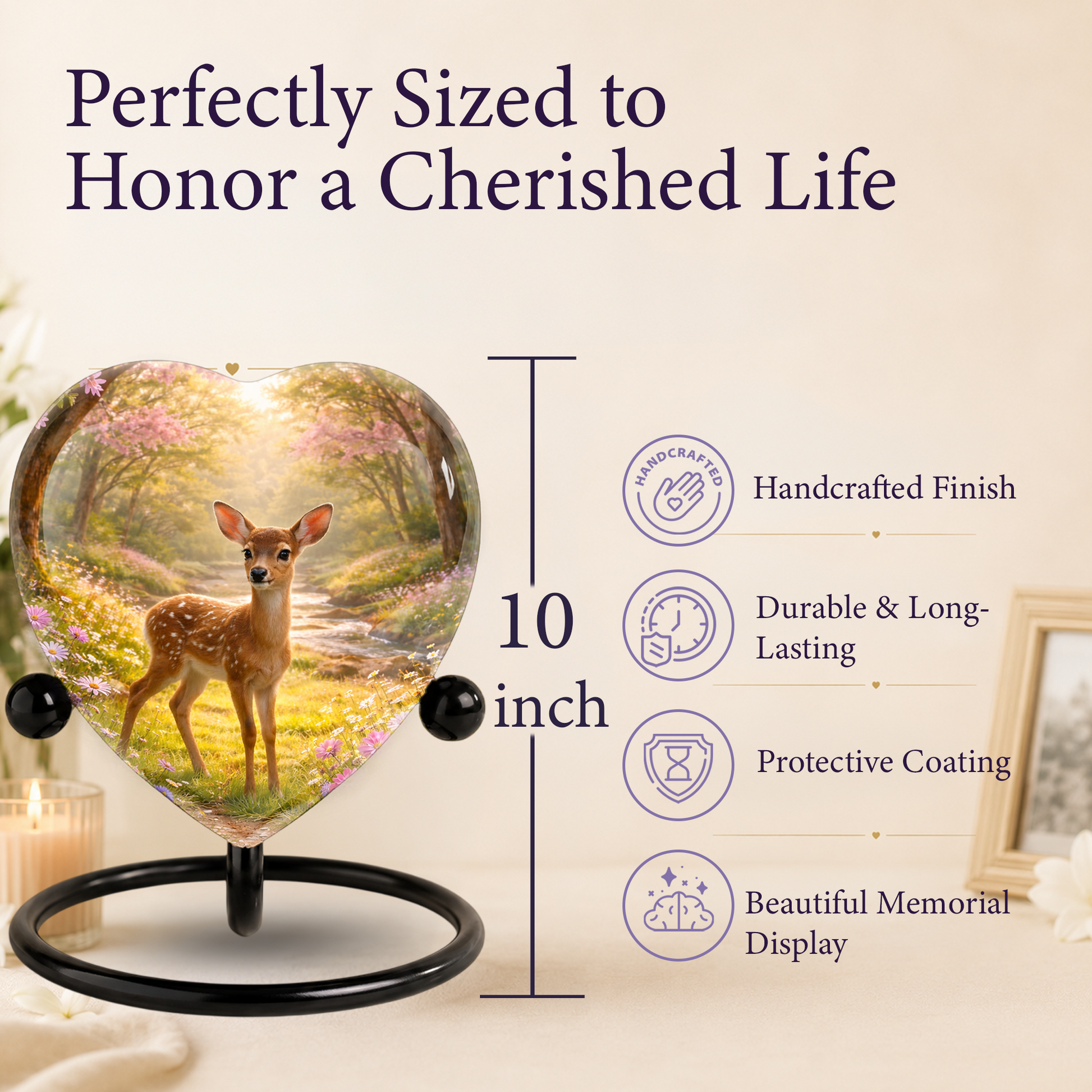 Deer Heart Shaped Urn for Adult Ashes | Adult Cremation Urn & Memorial Urn