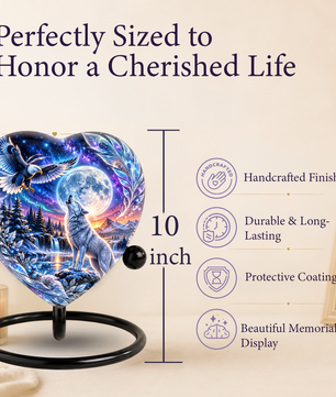 Eagle & Wolf Memorial Urn, Personalized Adult Urn, Large Urn for Human Ashes, Unique Cremation Urn
