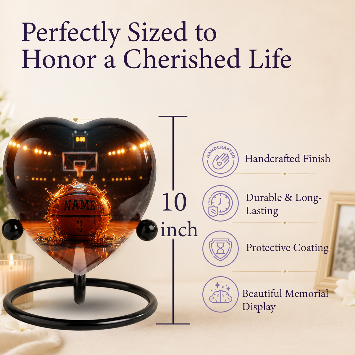 Basketball Adult Urn – Personalized Adult Cremation Urn for Ashes, Sports Memorial Urn