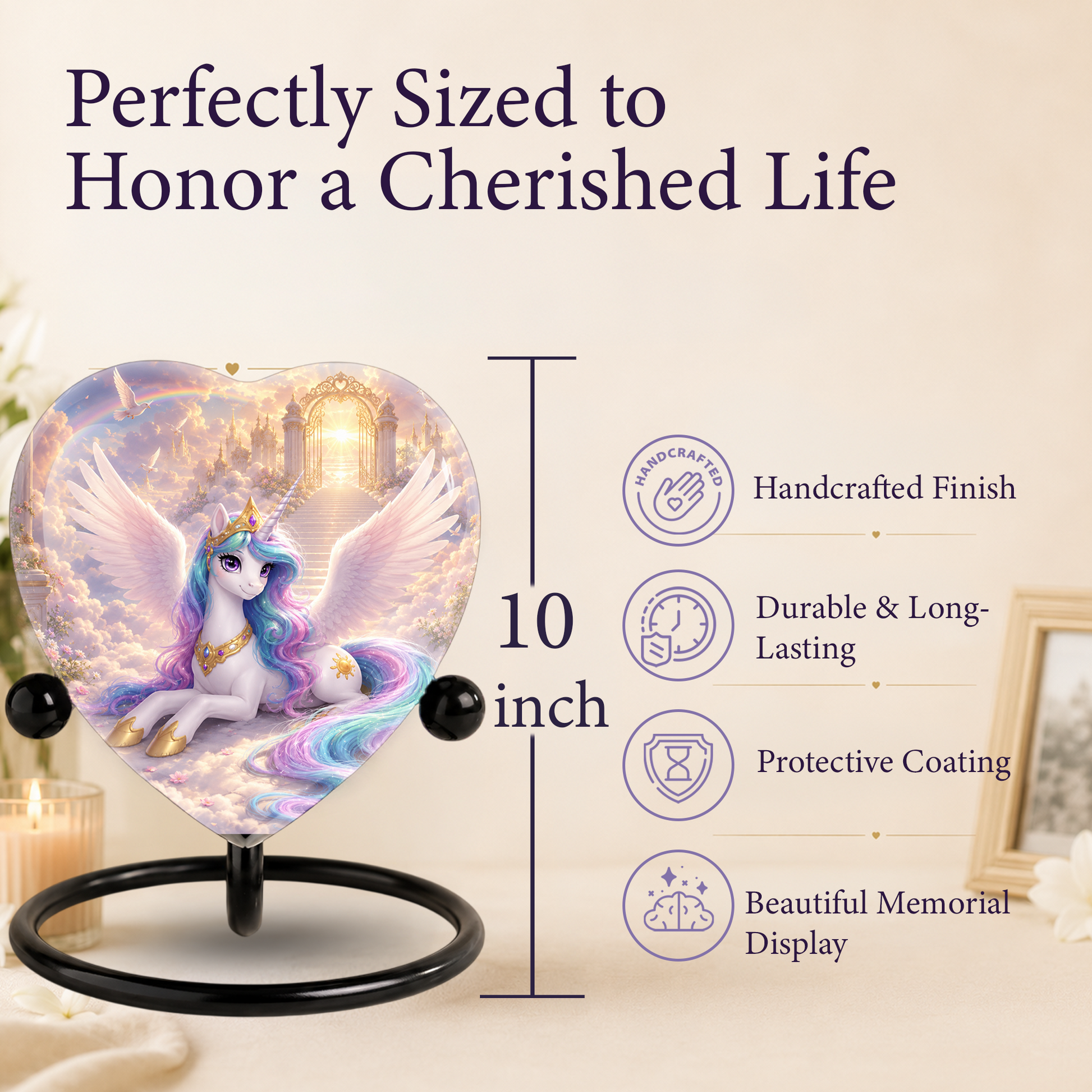 Unicorn Heaven Urn – Adult Urn for Ashes, Unicorn Cremation Urn, Heavenly Rainbow Memorial Urn
